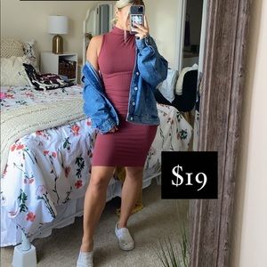 Turtle neck body con dress